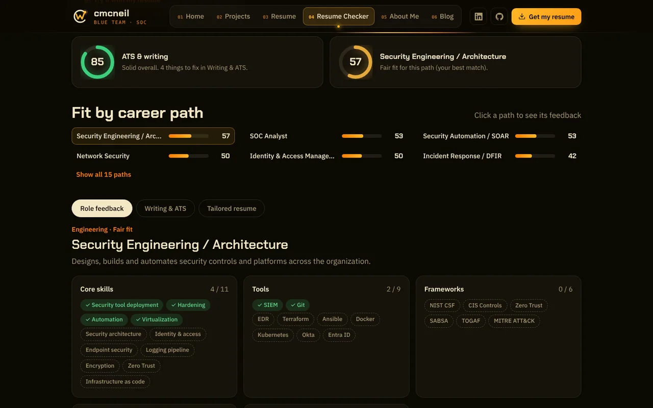 The Resume Checker, which analyzes resumes entirely in the browser